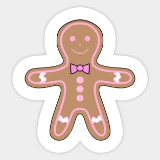 GINGERBREAD Man Christmas Cookie Pink Icing Sticker